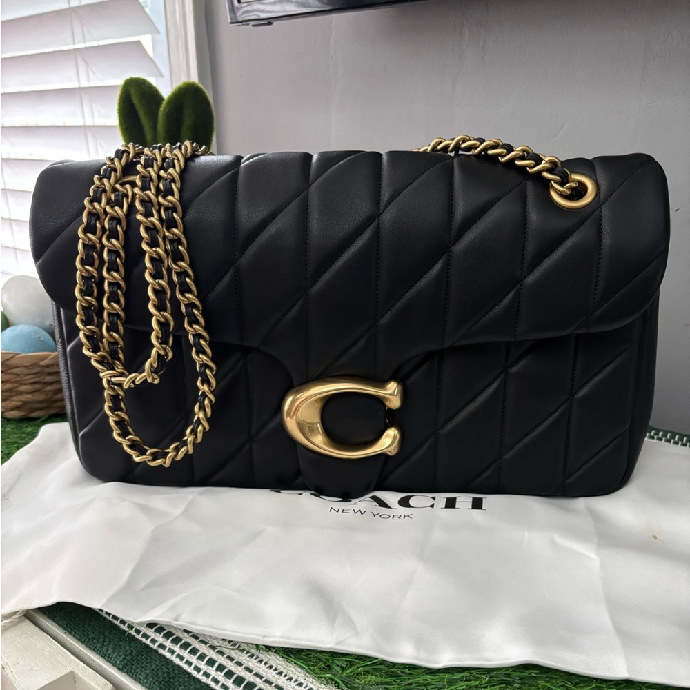 Coach Tabby 33 Quilted Nappa Leather Black With Gold Hardware Shoulder Bag